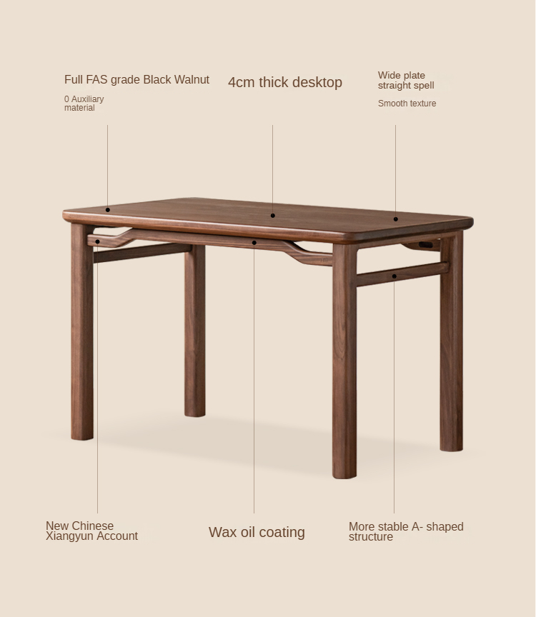 Black Walnut, Ash Solid Wood Style Tea Table.