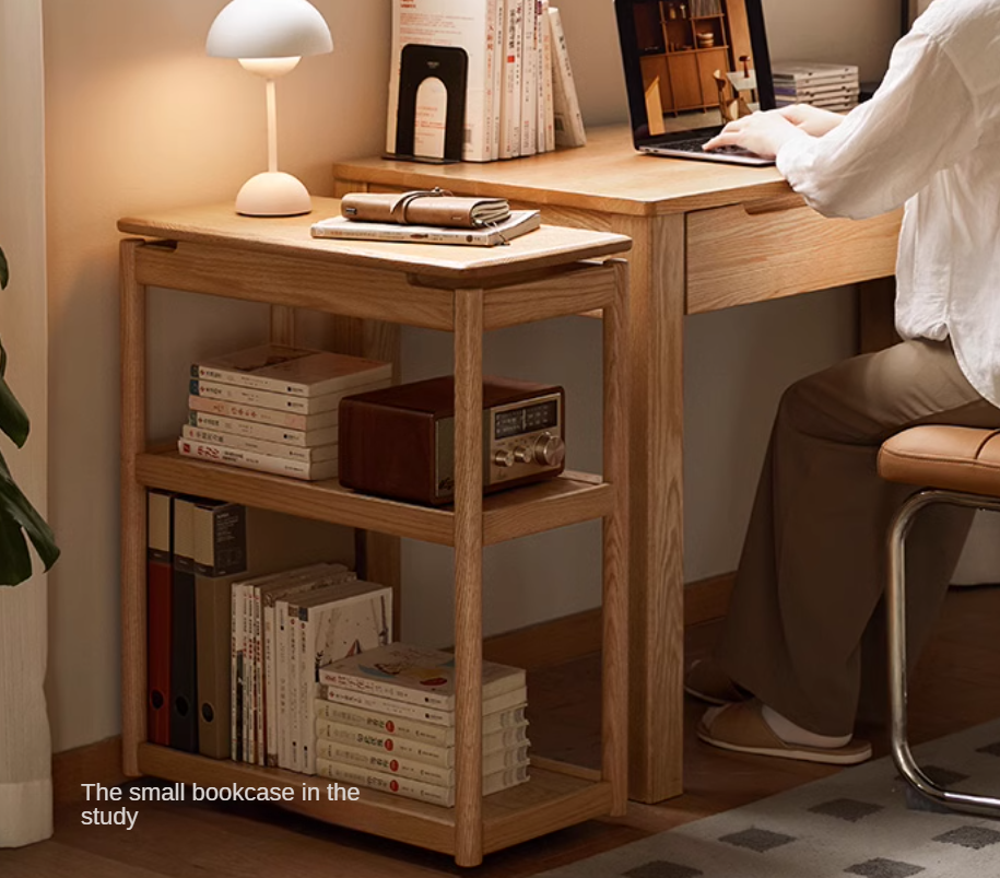 Oak, Ash Solid Wood Mobile Side Table