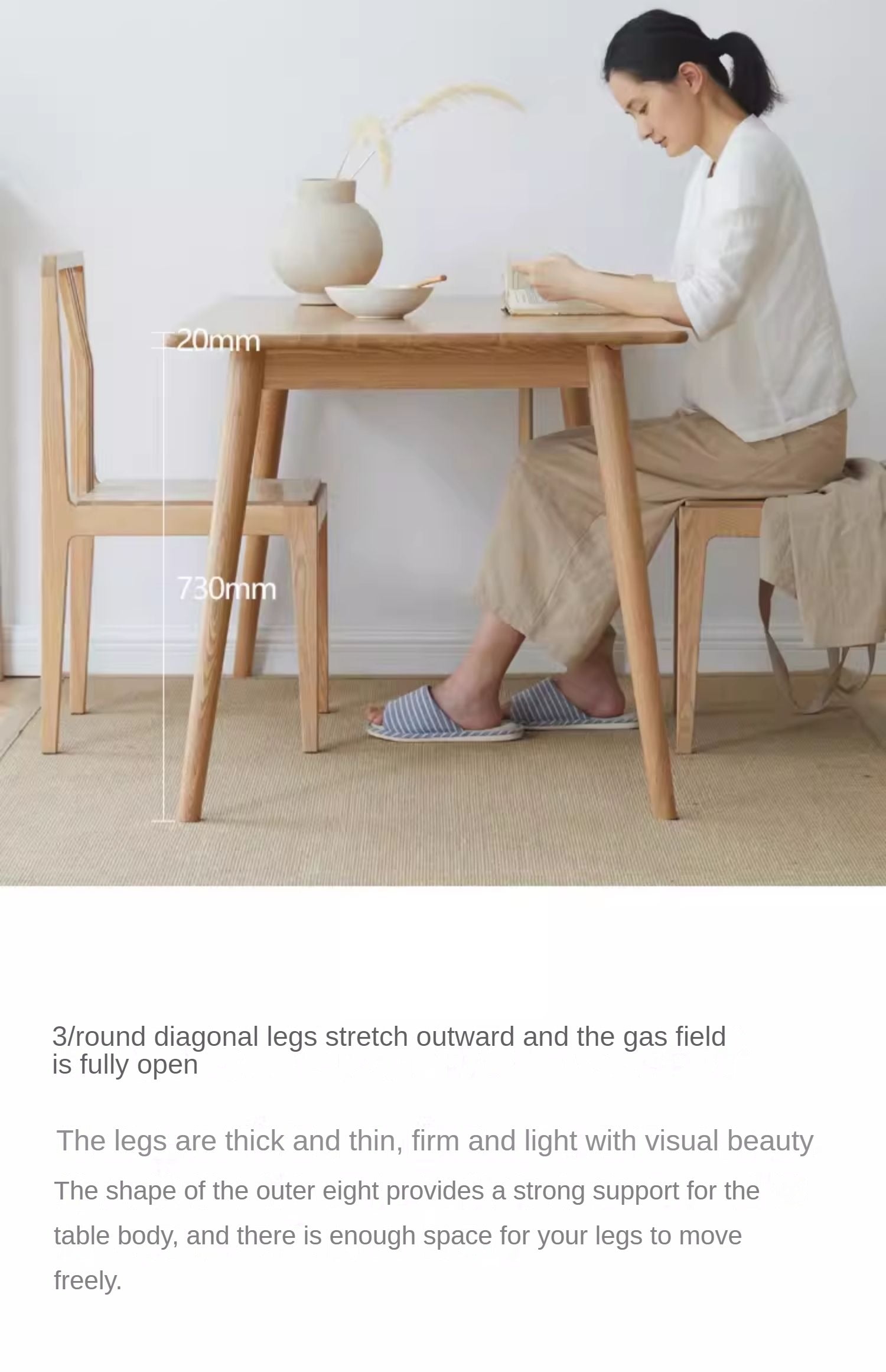 Ash Solid Wood Rectangular Nordic Modern Dining Table