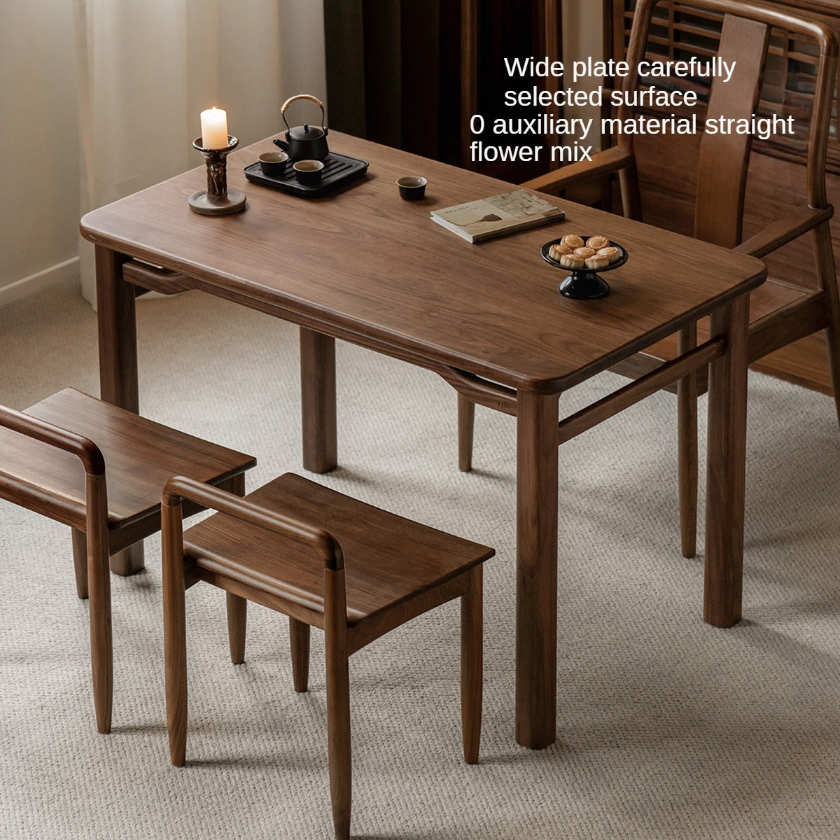 Black Walnut, Ash Solid Wood Style Tea Table.