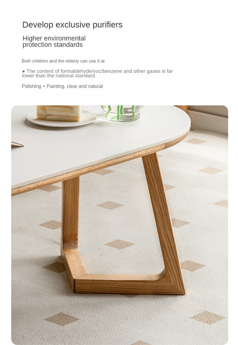 Oak Solid Wood Coffee Table Modern Slate