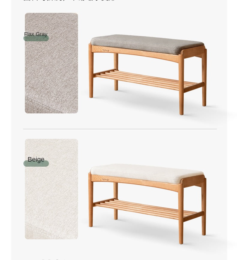 Cherry Solid Wood Shoe Storage Bench