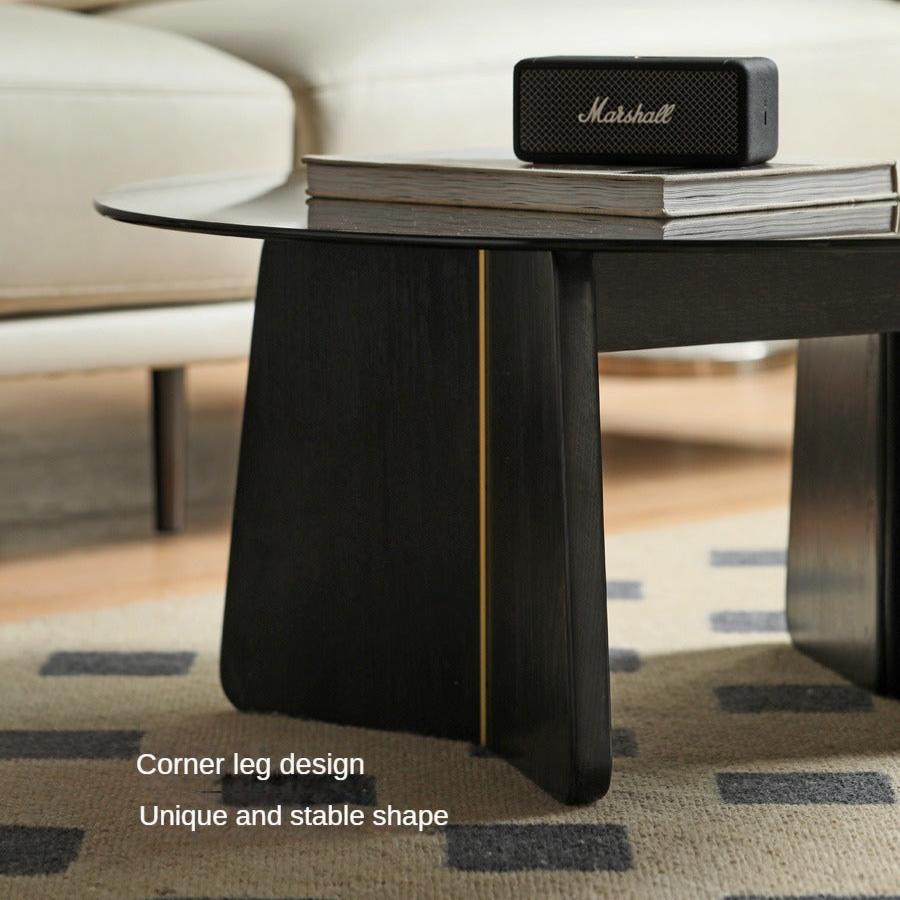 Oak Solid Wood Smoky Coffee Table Glass