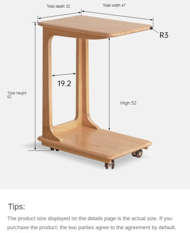 Cherry, Beech, Black Walnut, Solid Rubberwood Chic C-Shaped Side Table