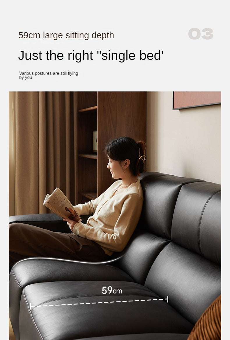 Leather Sofa First Layer Yellow Cowhide Tofu Block Leather Sofa.