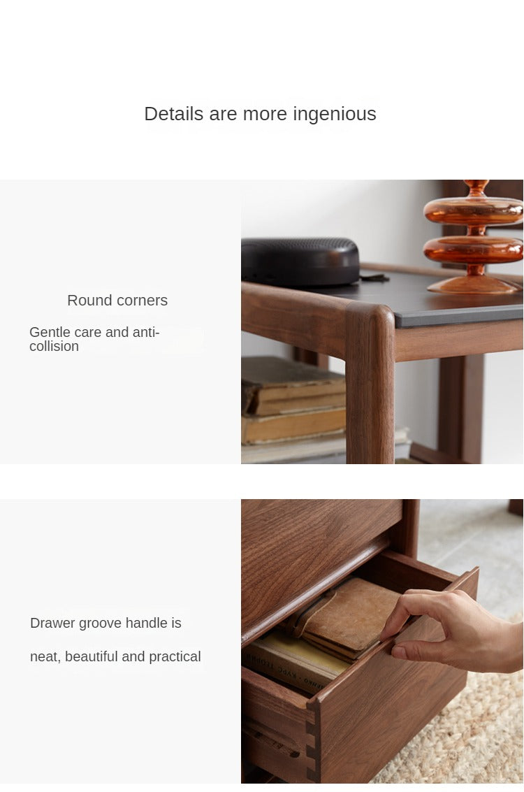 Black Walnut, Sandalwood With Slate Top Side Table
