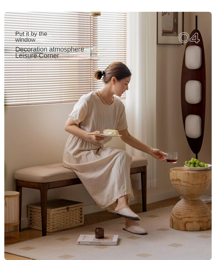 Black Walnut Solid Wood Long Bar Soft Bench