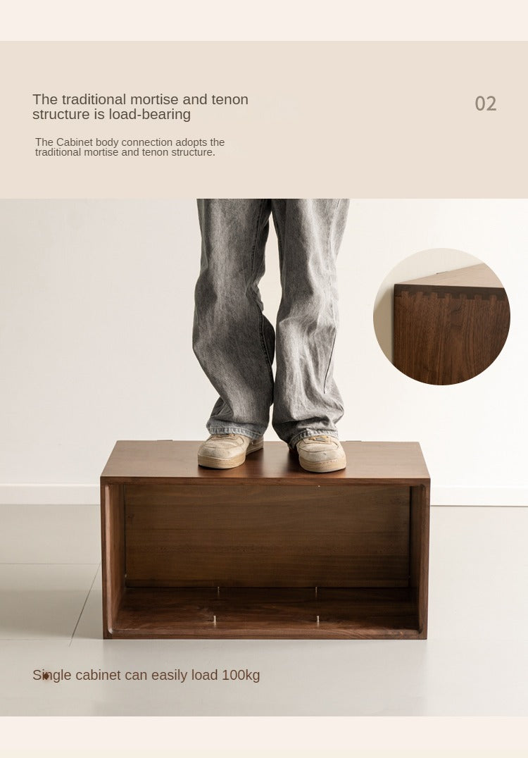 Black Walnut Solid Wood Free Combination Multifunctional Bookcase.