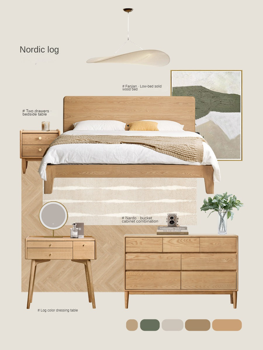 Ash Solid Wood Dresser, Drawer Storage Cabinet