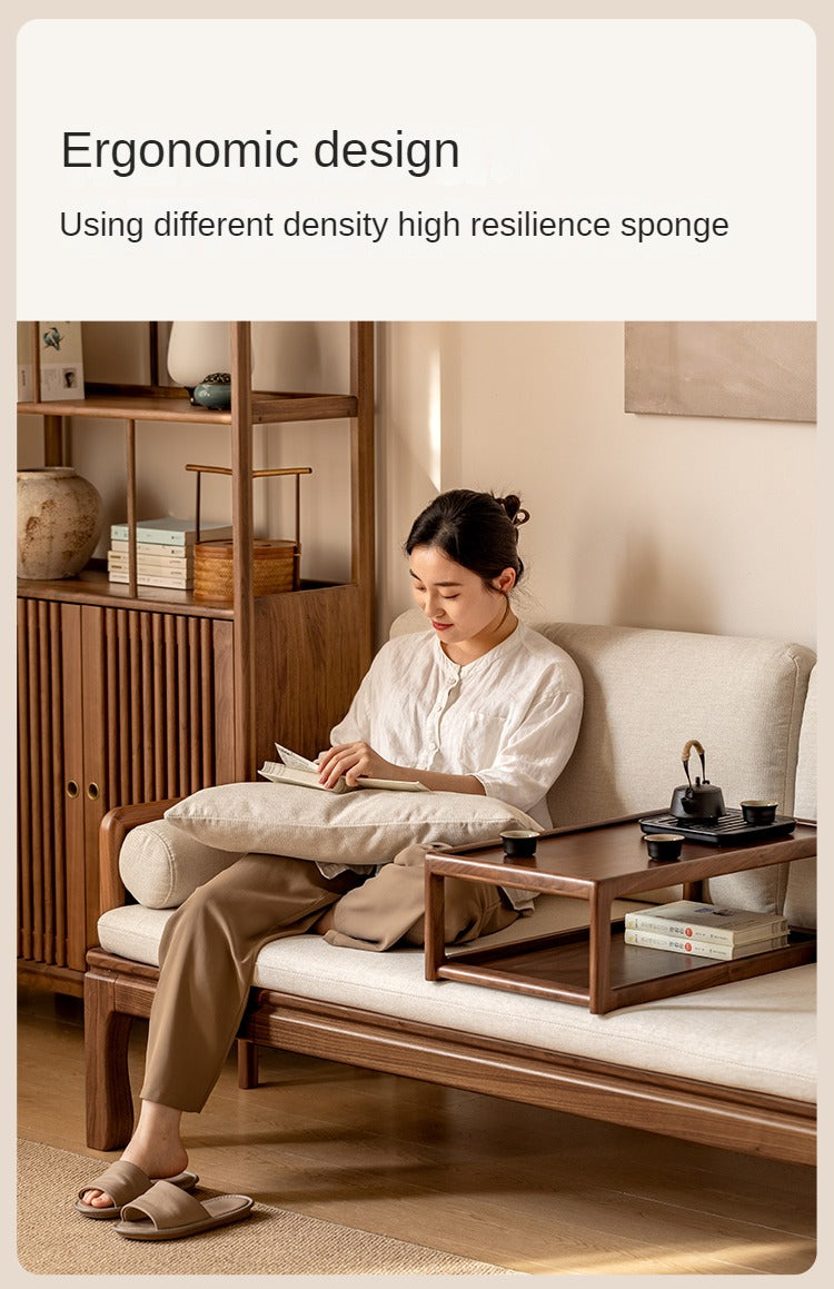 Black Walnut, Oak Solid Wood Dual Use Sofa,