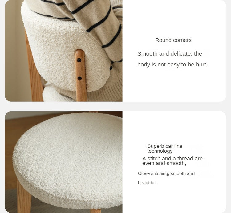 Oak Solid Wood Modern Velvet Soft Makeup Stool