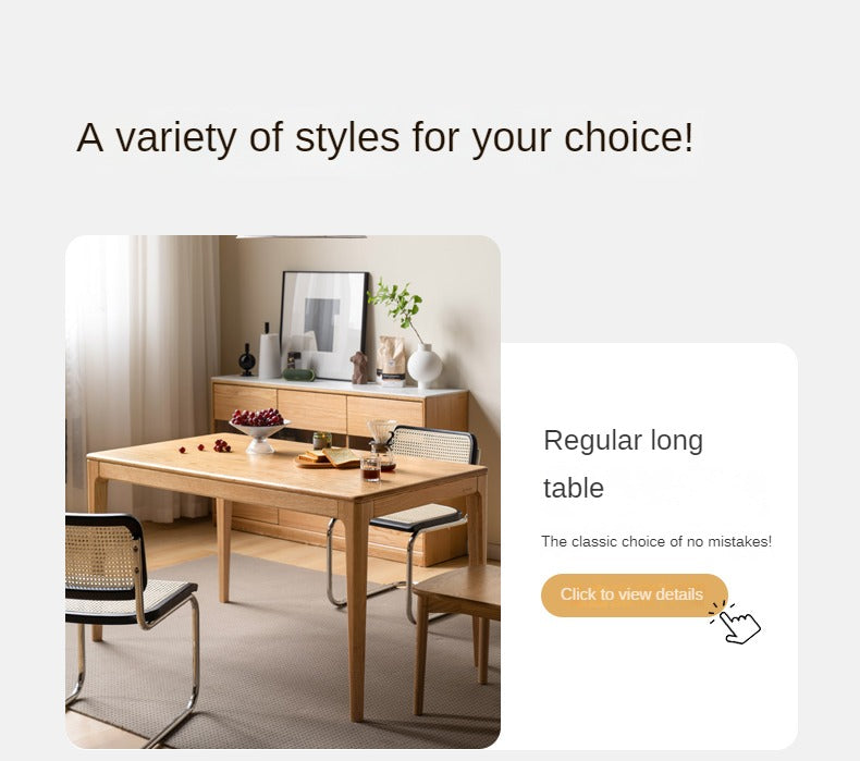Oak, Ash Solid Wood Log Style Rectangular Dining Table