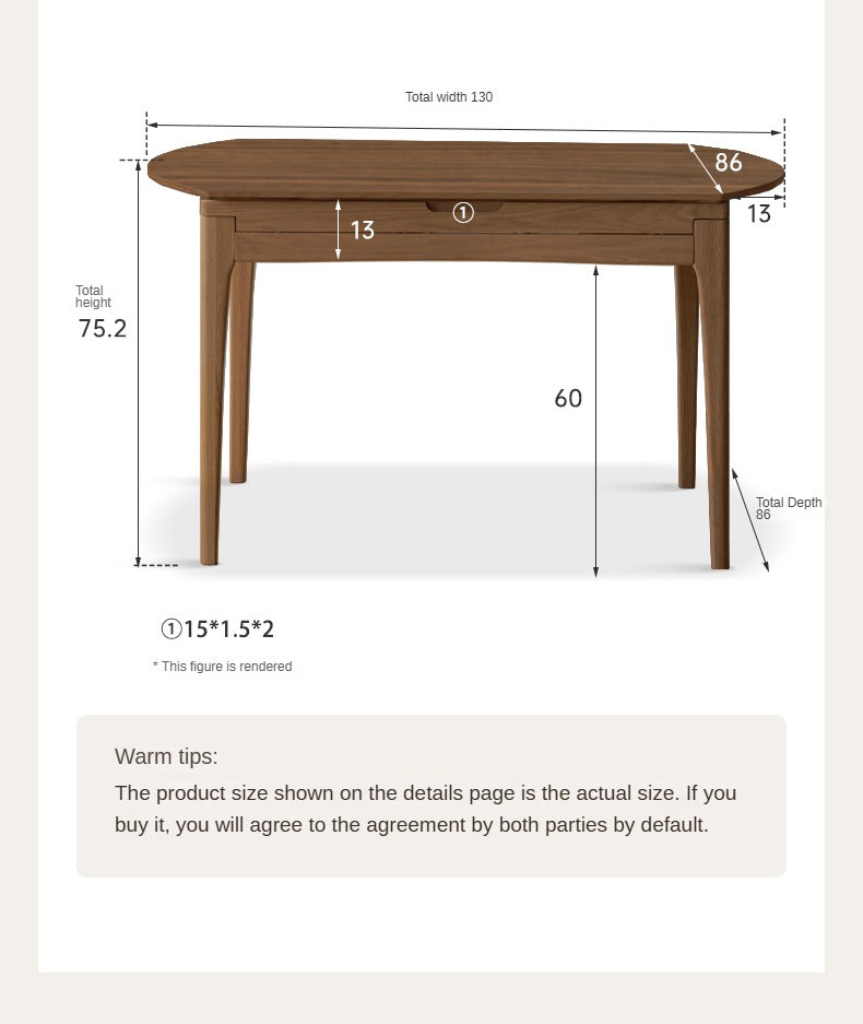 Black Walnut, Oak Solid Wood Modern Folding Round Dining Table