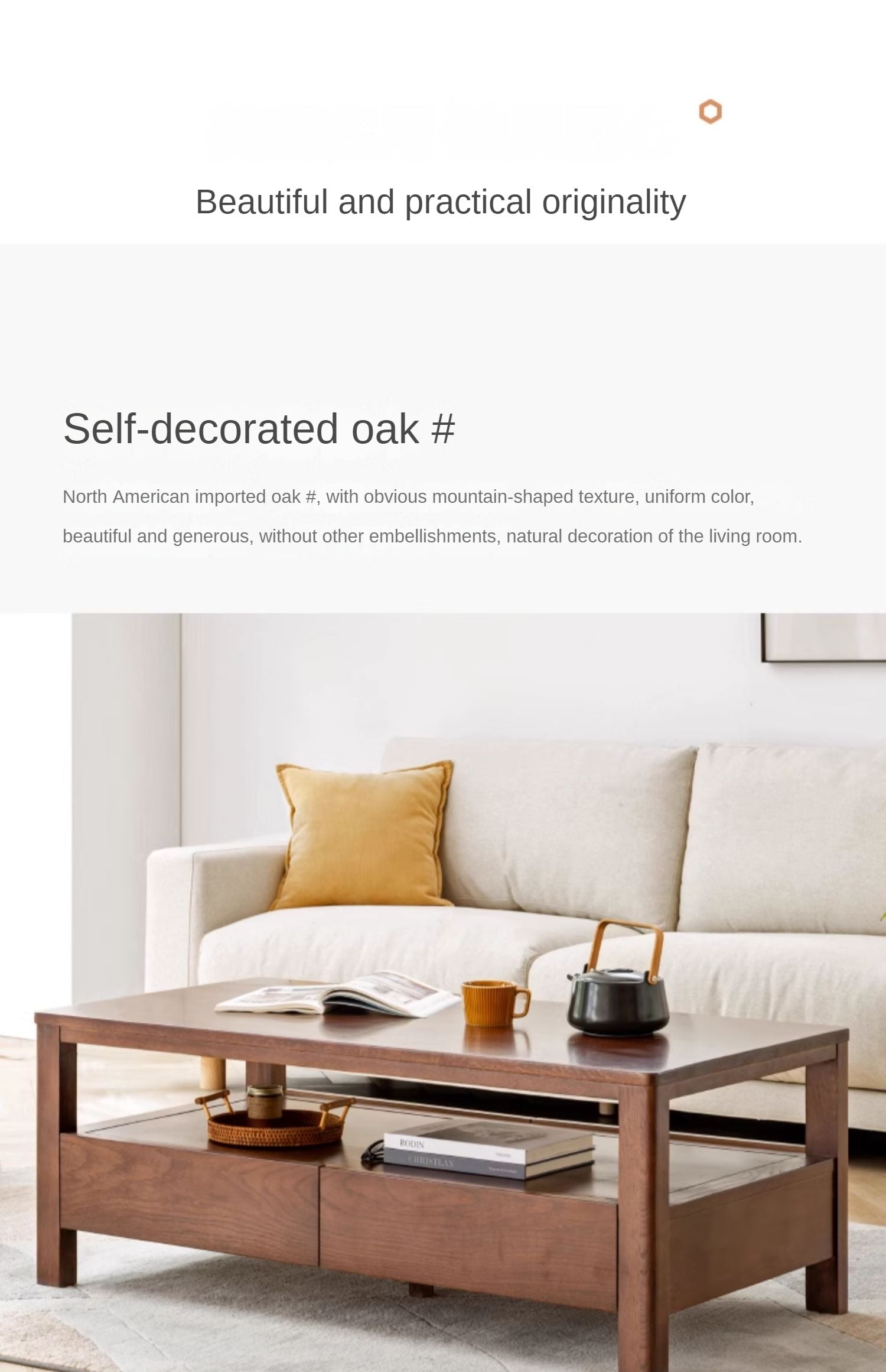 Oak, Ash Solid Wood Nordic Minimalist Modern Coffee Table