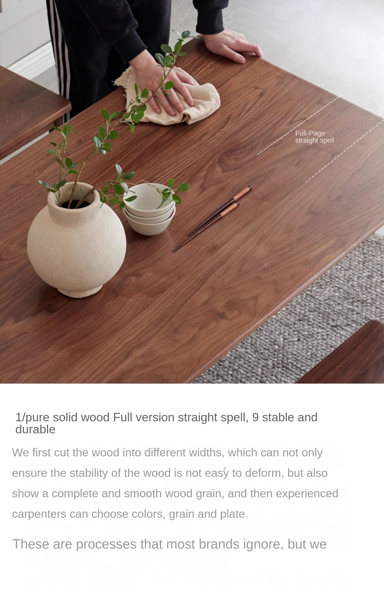Black Walnut Solid Wood Rectangular Dining Table