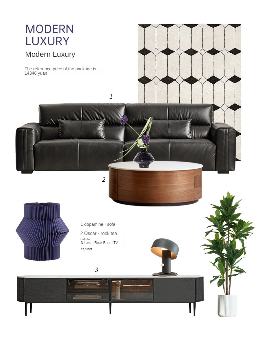 Genuine Leather Sofa Italian Top Layer Cowhide Down Sofa.