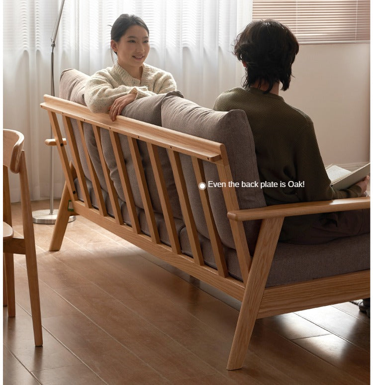 Oak Solid Wood Fabric Sofa.
