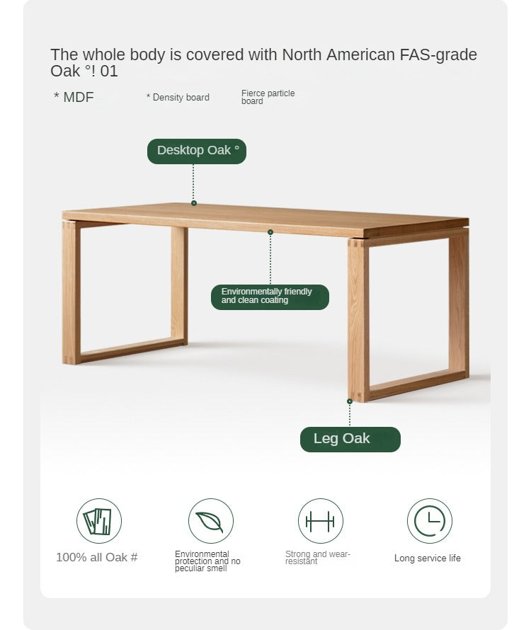 Beech, Oak Solid Wood Large Dining Table