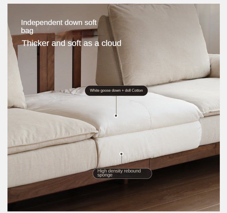 Black Walnut, Ash, Oak Solid Wood High Back Sofa.