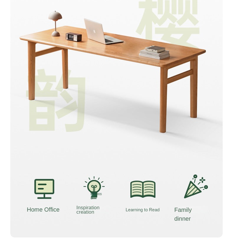 Cherry Solid Wood Office Desk, Large Dining Table