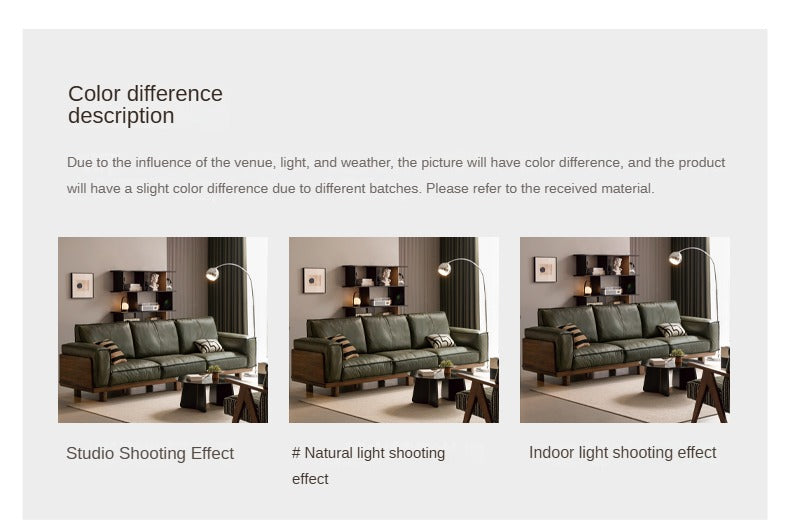 Black Walnut Solid Wood Leather Sofa.