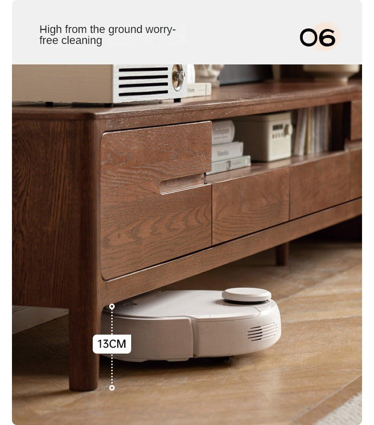 Oak, Solid Rubberwood Nordic Floor TV Cabinet.