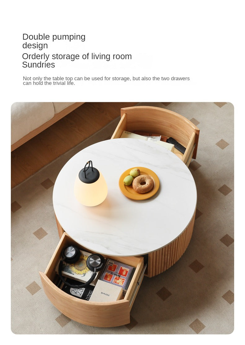Oak Solid Wood Rock Plate Coffee Table