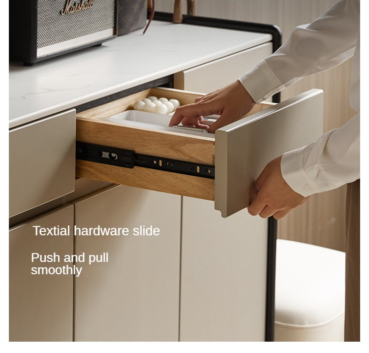 Oak, Rubberwood Solid Wood Porch Cabinet, Shoe Cabinet Slate Top