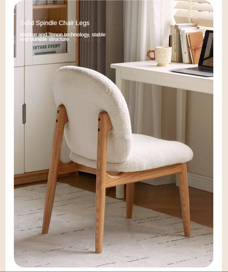 Oak Solid Wood Leisure Soft Chair Study Cream Style