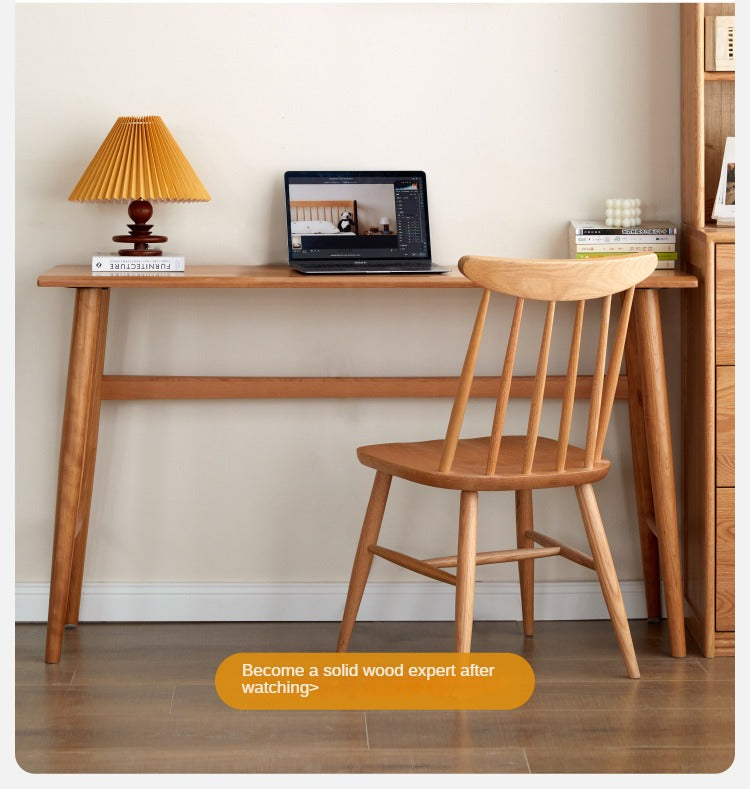 Cherry Wood Office Desk Narrow Vintage