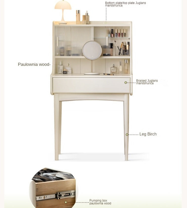 Ash Solid Wood Cream Style Vanity Table.