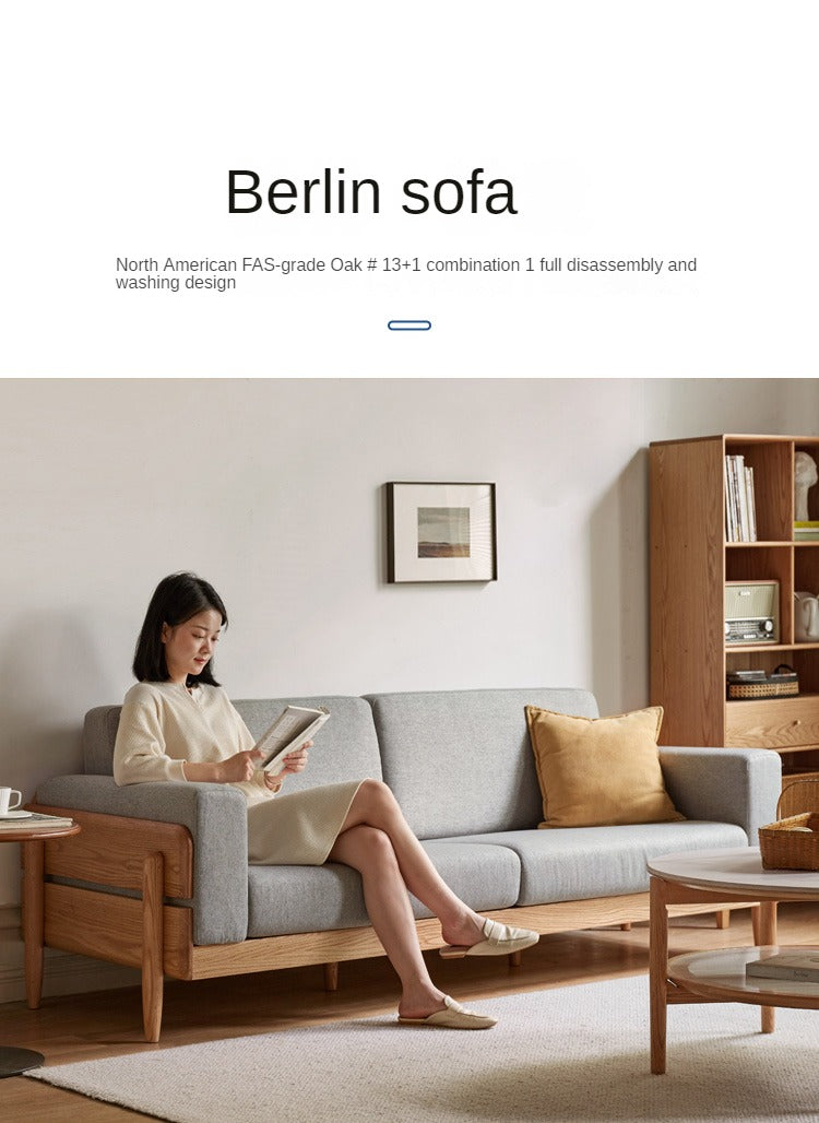 Ash Solid Wood Fabric Sofa.