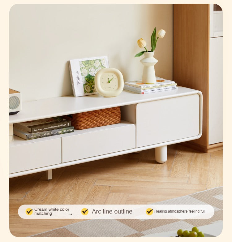 Rubber Solid wood French Cream Style TV Cabinet.