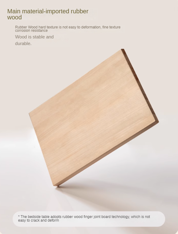 Solid RubberWood White Cream Style Nightstand