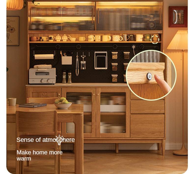Oak Solid Wood Rock Plate Capacity High Storage Cabinet