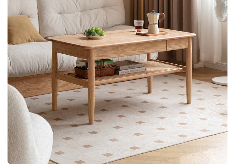 SALE Oak Solid Wood North American Double-Layer Coffee Table