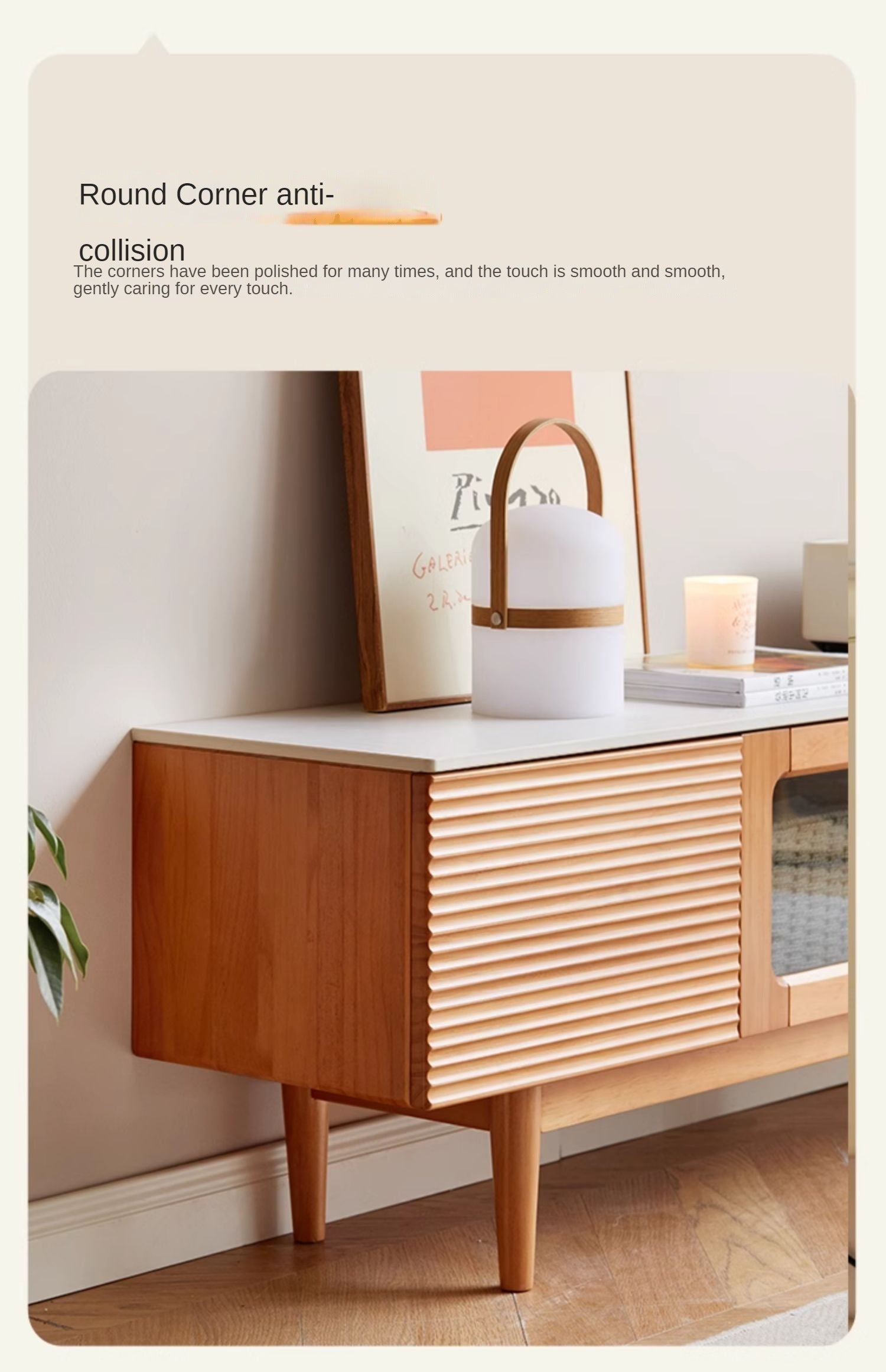 Pine, Cherry Solid Wood TV Cabinet, Rock Board.