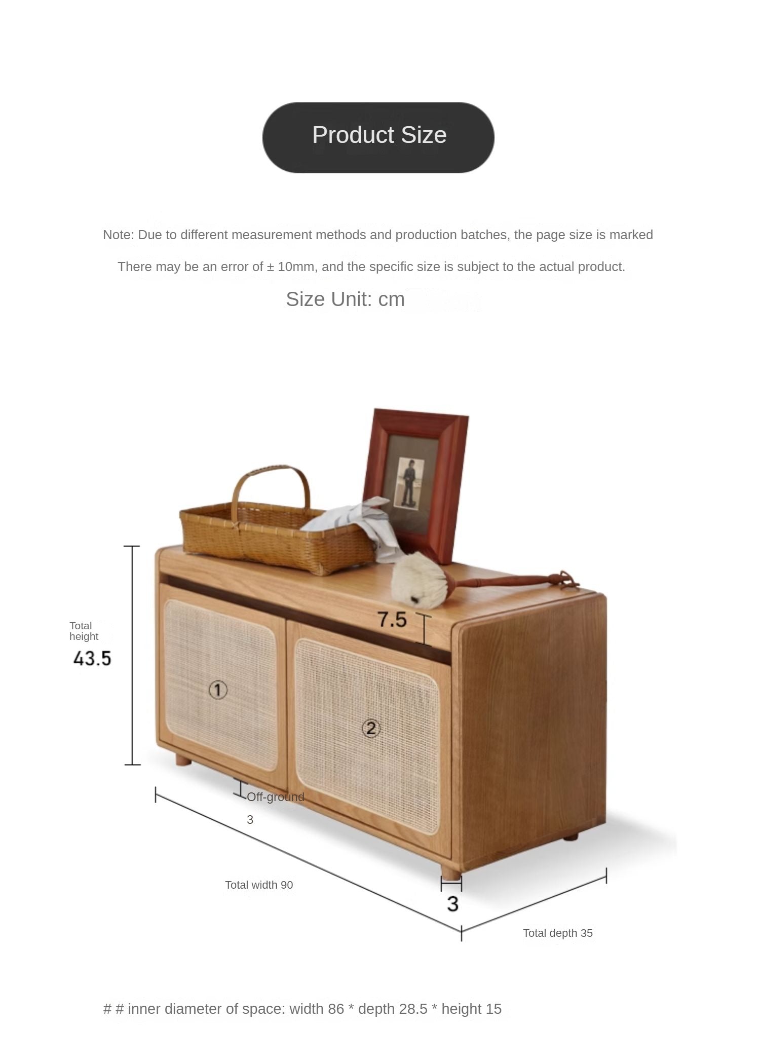 Oak Solid Wood Rattan Shoe Storage Bench