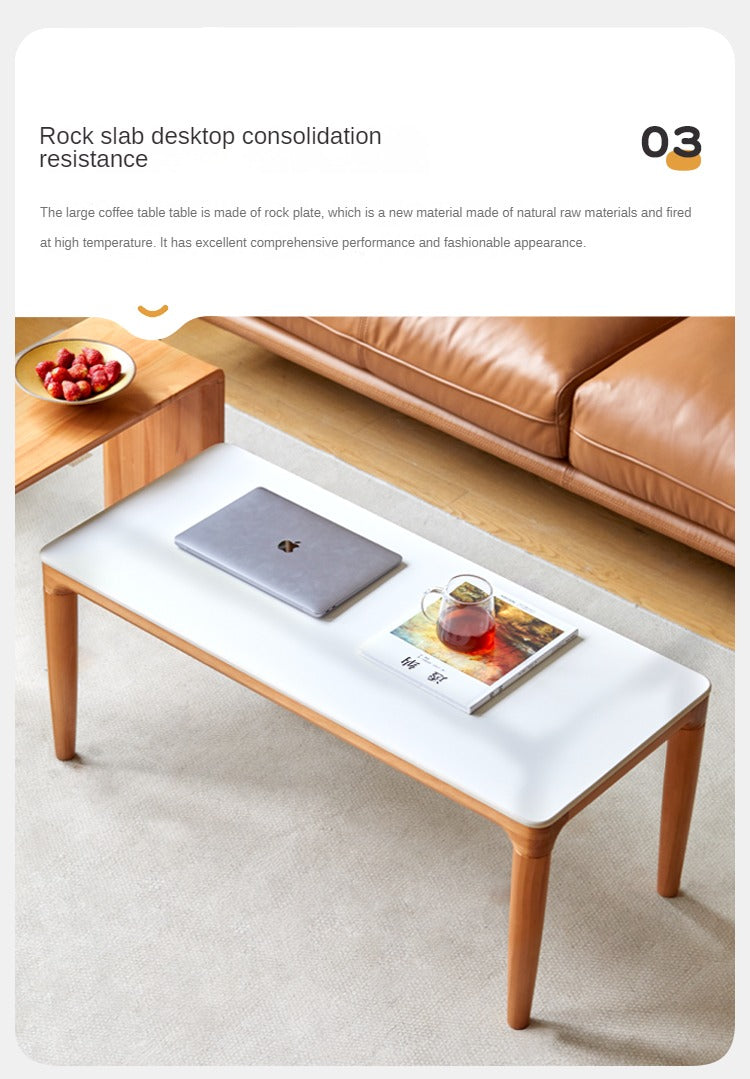 Pine Solid Wood Modern Combination Rock Plate Coffee Table