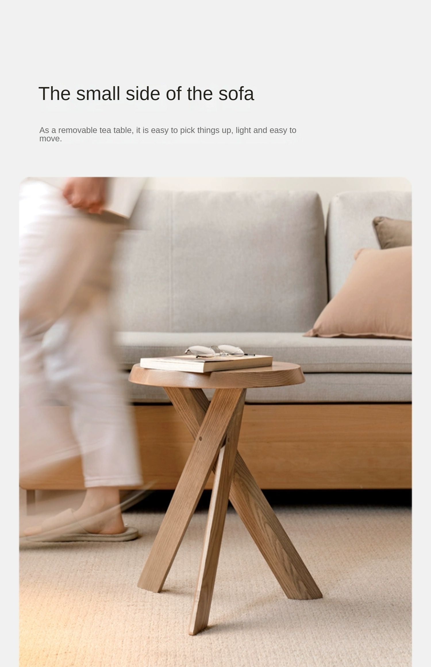 Ash Solid Wood White Wax Wood Side Table