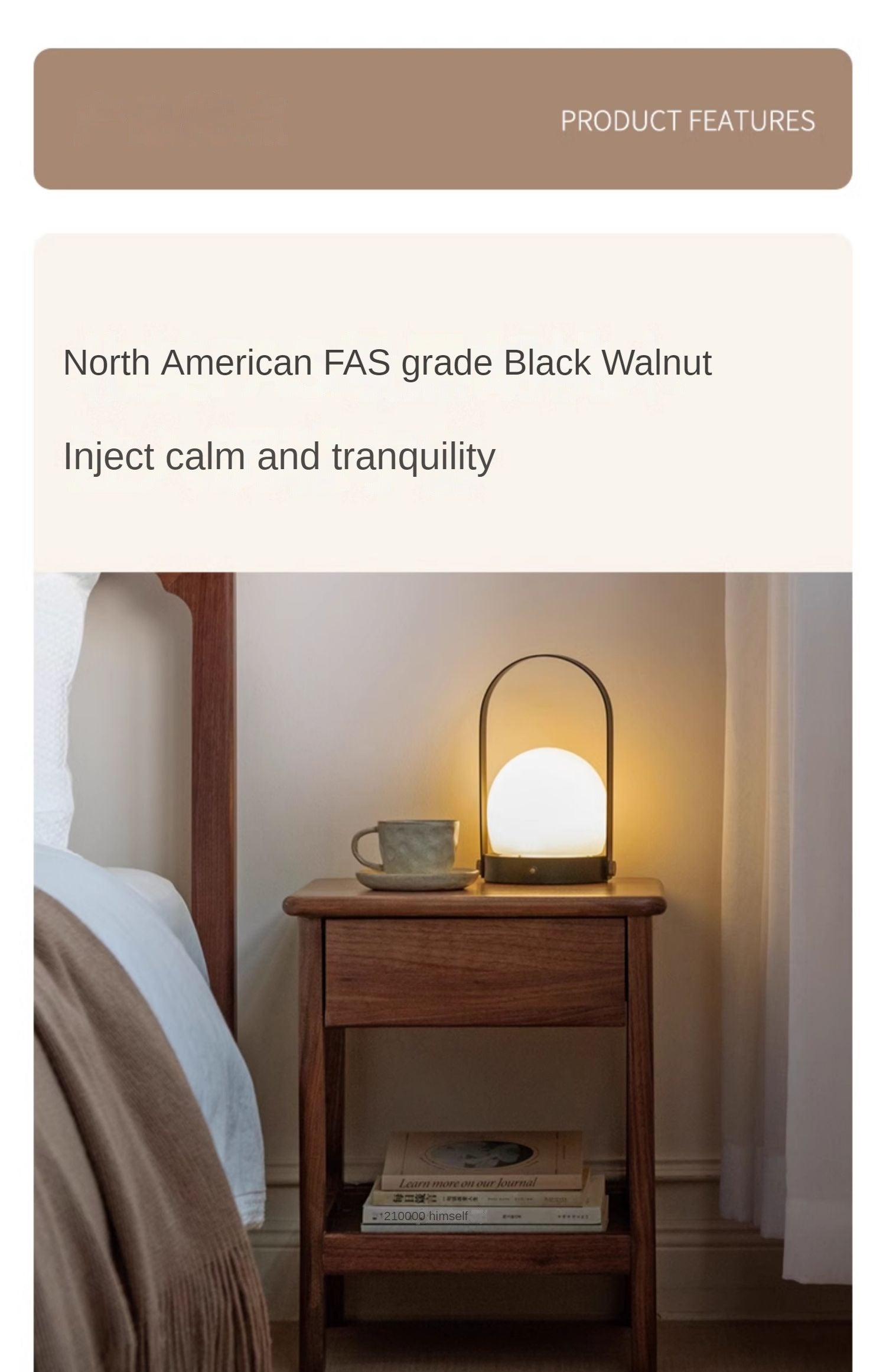 Black Walnut, Ash Bedside Storage Cabinet