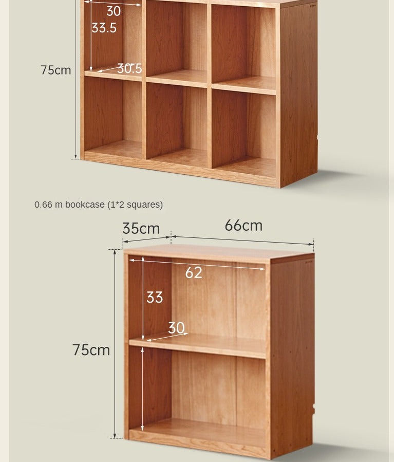 Cherry Solid Wood Vintage Floor Storage Bookcase