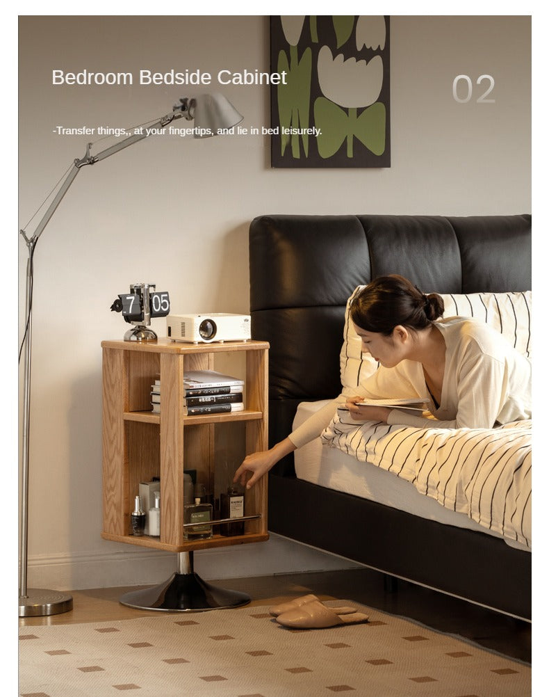 Oak Solid Wood Rotating Side Cabinet.