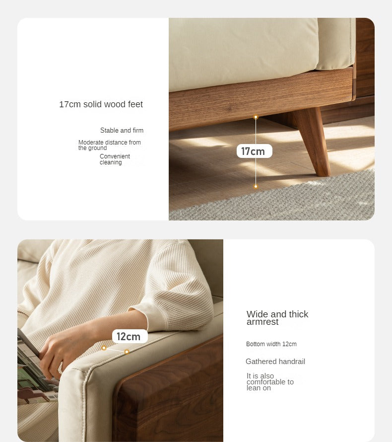 Black Walnut Solid Wood Sofa,Technology Cloth, Fabric.