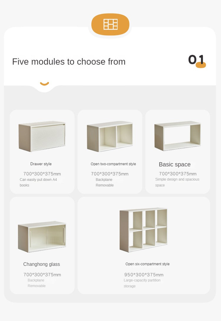 Pine Solid Wood Cream White Lattice Storage Low Bookcase