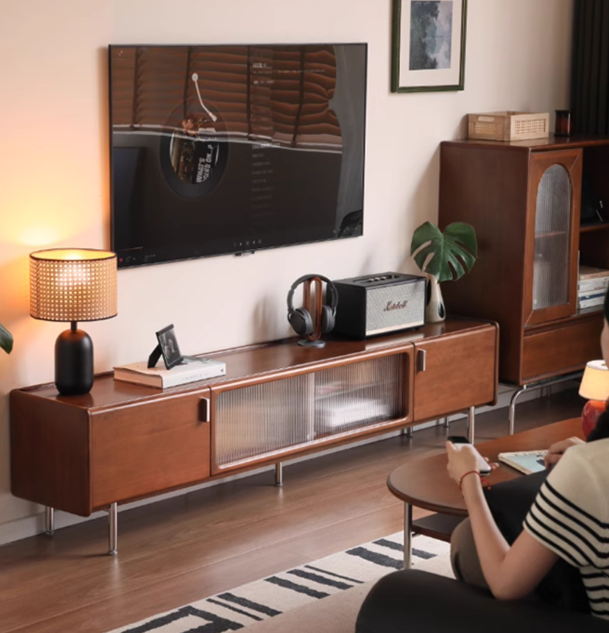 Poplar Solid Wood Retro High Locker TV Cabinet.