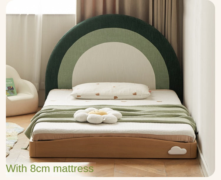 Beech Solid Wood Children's Rainbow Montessori Platform Bed.