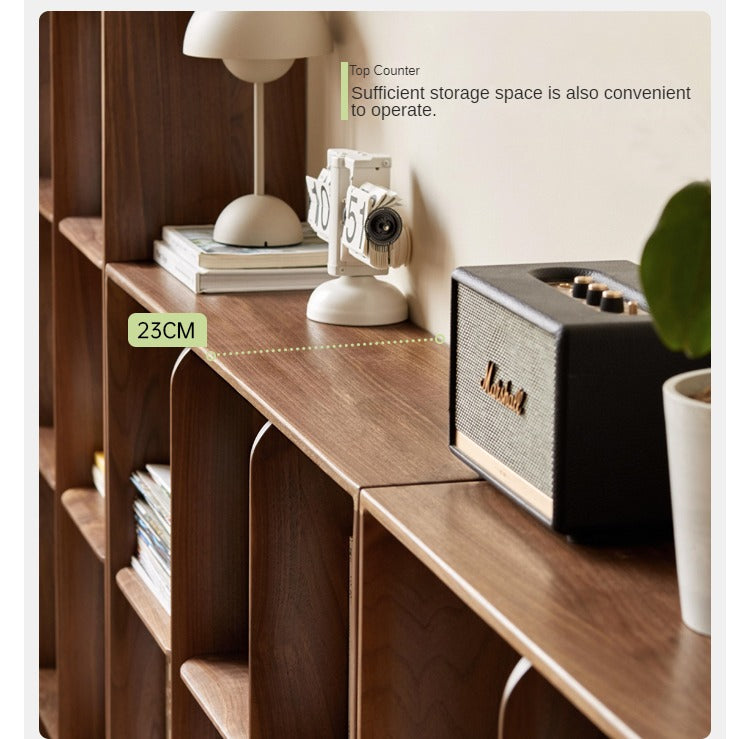 Black Walnut Solid Wood Bookshelf Shelf Free Lattice Combination