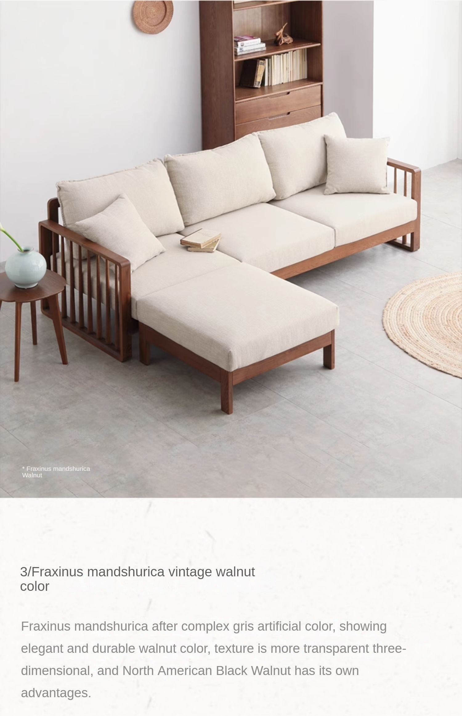 Ash Solid Wood Corner Modern Simple Sofa.