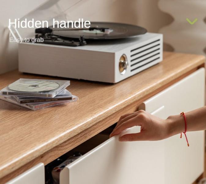 Beech, Oak Solid Wood Modern White Integrated Log Floor TV Cabinet.